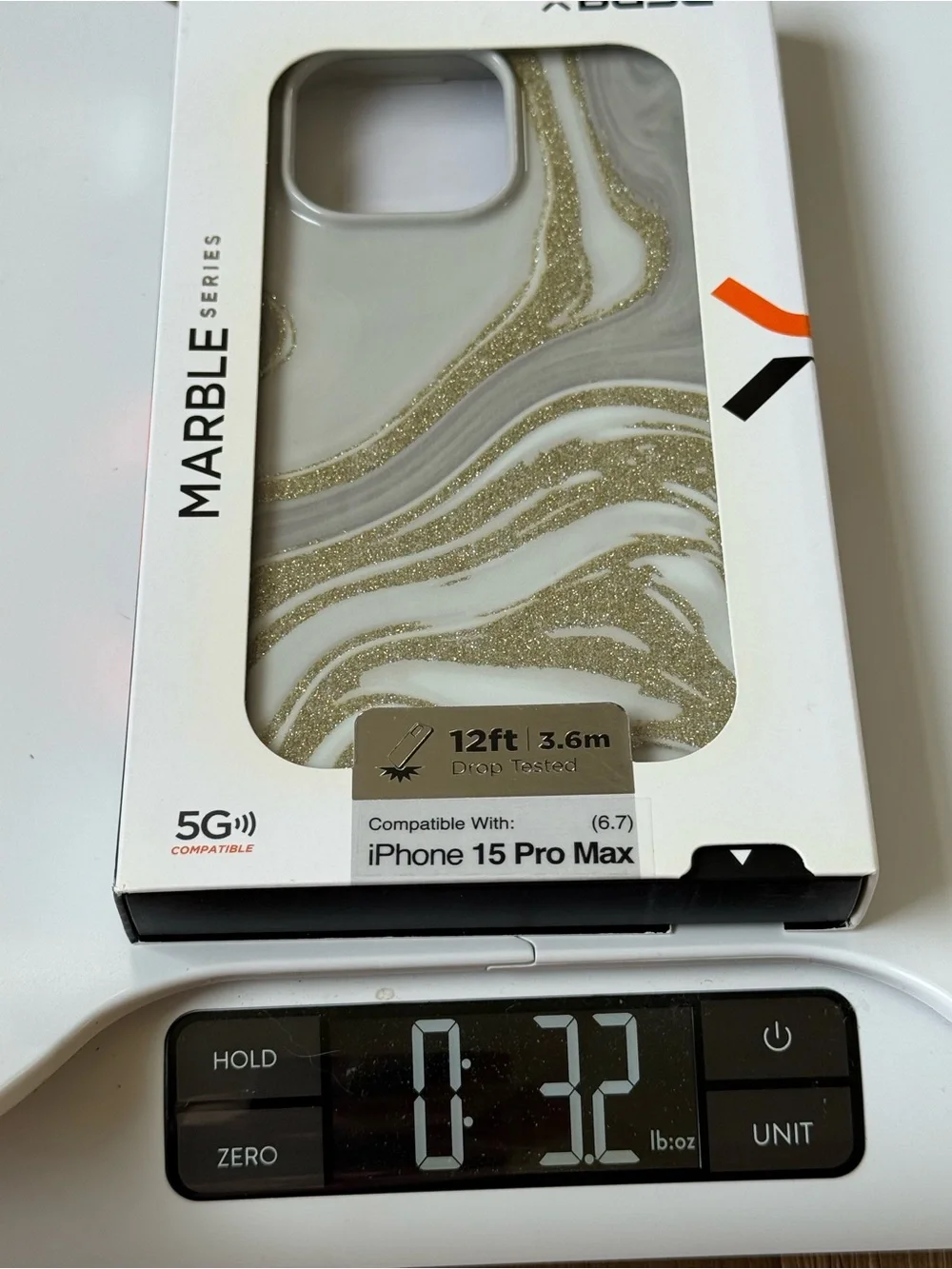 New Marble Series Gold & White Case iPhone 15 Pro Max or 6.7” case sparkle gold